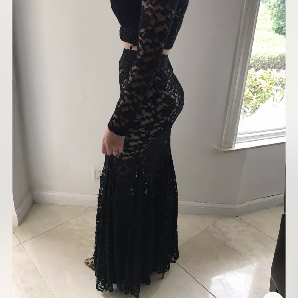 New Guess Marciano Lace Skirt Set Long Sleeve Crop Top M 6 - Picture 4 of 7